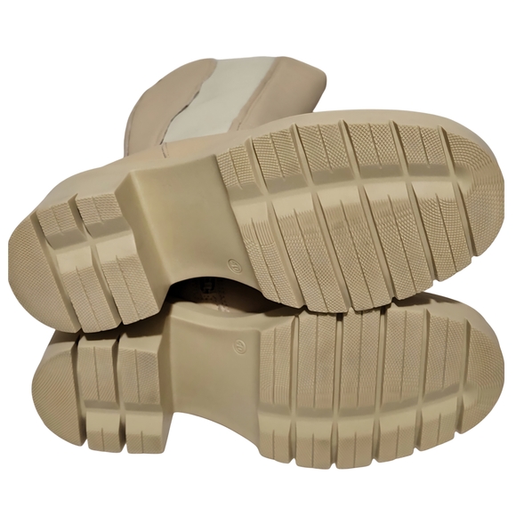 Scotch & Soda Womens 8.5 Bettie Leather Knee High Riding Boots Tan Lug Sole NEW - Picture 6 of 10